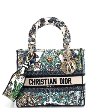 Christian Dior Lady D-Lite Bag Embroidered Canvas Medium