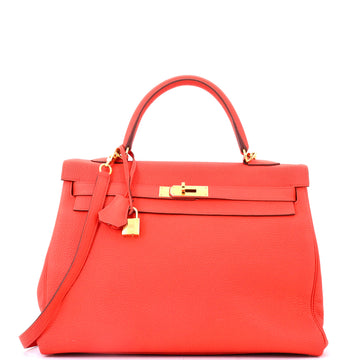 Hermes Kelly Handbag Orange Togo with Gold Hardware 35