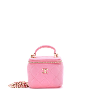 Chanel Classic Top Handle Vanity Case with Chain Quilted Lambskin Mini