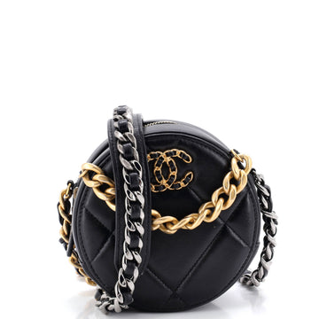 Chanel 19 Round Clutch with Chain Quilted Leather