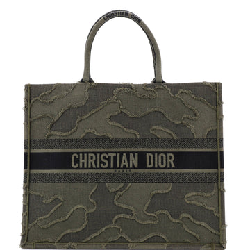 Christian Dior Book Tote Camouflage Embroidered Canvas Large