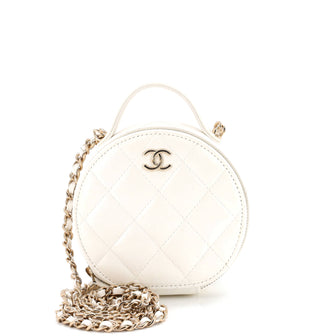 Chanel Handle with Care Round Vanity Case with Chain Quilted Lambskin Small