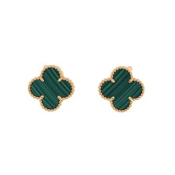 Van Cleef & Arpels Vintage Alhambra Earrings 18K Yellow Gold and Malachite