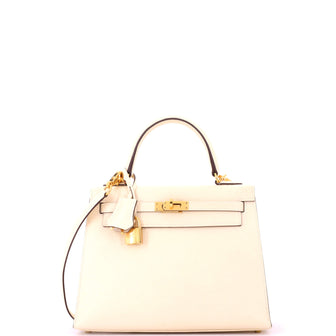 Hermes Kelly Handbag Light Epsom with Gold Hardware 25