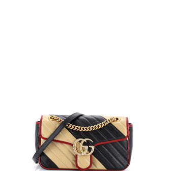 Gucci GG Marmont Flap Bag Diagonal Quilted Leather Small