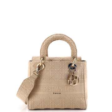 Christian Dior Lady D-Lite Bag Cannage Embroidered Canvas Medium