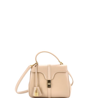 Celine 16 Top Handle Bag Grained Calfskin Small
