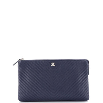 Chanel O Case Clutch Quilted Iridescent Lambskin Medium