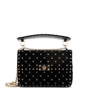 Valentino Garavani Rockstud Spike Flap Bag Quilted Suede Medium