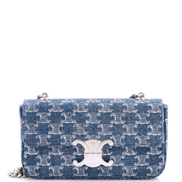 Celine Triomphe Chain Shoulder Bag Printed Denim Small