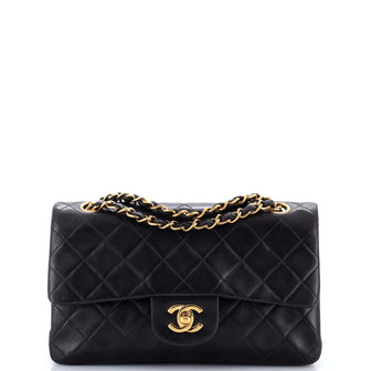 Chanel Vintage Classic Double Flap Bag Quilted Lambskin Small