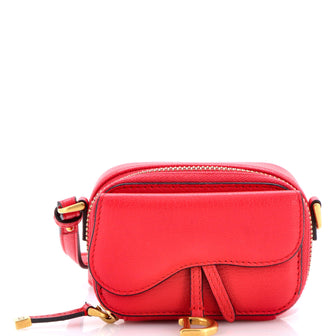 Christian Dior Saddle Shoulder Strap Pouch Goatskin Mini