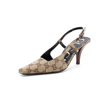 Gucci Women's Aria Slingback Pumps GG Canvas