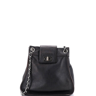 Chanel Mademoiselle Lock Accordion Shoulder Bag Leather Small
