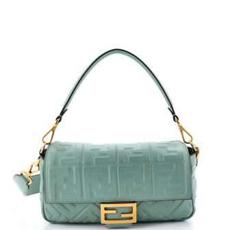 Fendi Baguette NM Bag Zucca Embossed Leather Medium