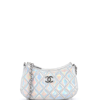 Chanel Hobo Clutch with Chain Quilted Iridescent Metallic Goatskin
