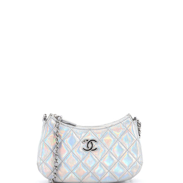 Chanel Hobo Clutch with Chain Quilted Iridescent Metallic Goatskin