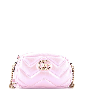 Gucci GG Marmont Shoulder Bag Chevron Iridescent Leather Small
