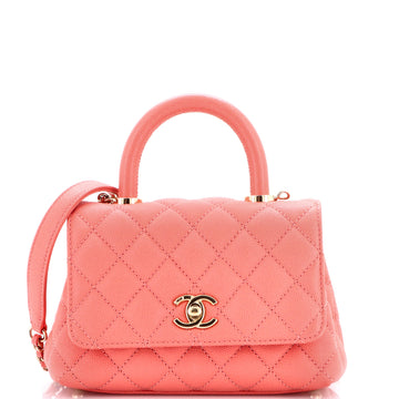 Chanel Coco Top Handle Bag Quilted Caviar Extra Mini