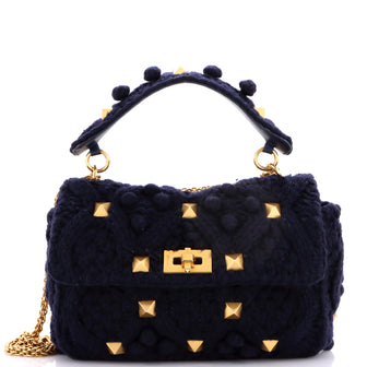 Valentino Garavani Roman Stud Flap Bag Knit Crochet Large