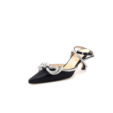 Mach & Mach Women's Double Bow Ankle Strap Pumps Satin 75