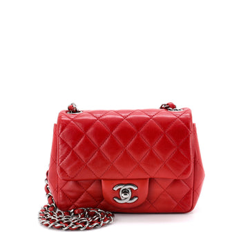 Chanel Square Classic Single Flap Bag Quilted Lambskin Mini