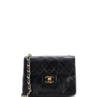 Chanel Vintage Square Classic Single Flap Bag Quilted Lambskin Mini