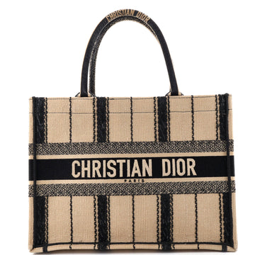 Christian Dior Book Tote Bayadere Stripe Embroidered Canvas Medium