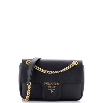 Prada Pattina Flap Shoulder Bag Saffiano Leather Small