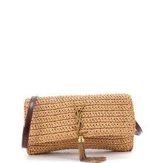 Saint Laurent Kate 99 Tassel Flap Bag Woven Raffia Medium