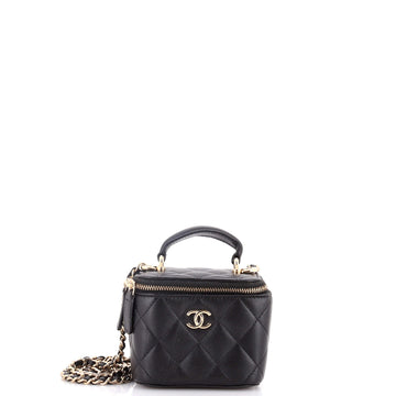 Chanel Classic Top Handle Vanity Case with Chain Quilted Lambskin Mini