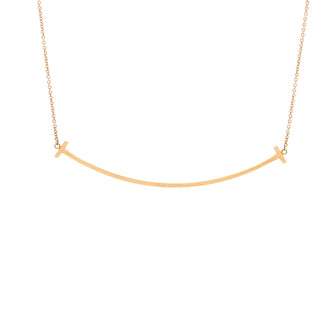 Tiffany & Co. T Smile Pendant Necklace 18K Rose Gold Large