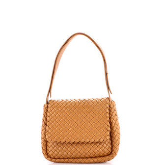 Bottega Veneta Cobble Flap Shoulder Bag Padded Intrecciato Leather Small