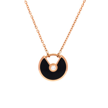 Cartier Amulette de Cartier Pendant Necklace 18K Rose Gold with Onyx and Diamond XS