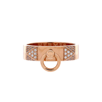 Hermes Collier de Chien Ring 18K Rose Gold and Diamonds Small