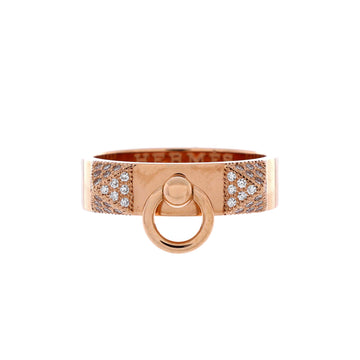 Hermes Collier de Chien Ring 18K Rose Gold and Diamonds Small