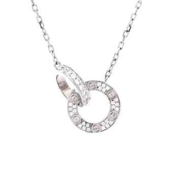 Cartier Love Interlocking Pave Necklace 18K White Gold and Diamonds