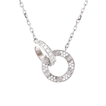 Cartier Love Interlocking Pave Necklace 18K White Gold and Diamonds
