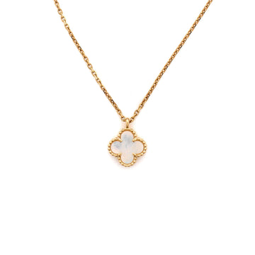 Van Cleef & Arpels Sweet Alhambra Pendant Necklace 18K Yellow Gold and Mother of Pearl