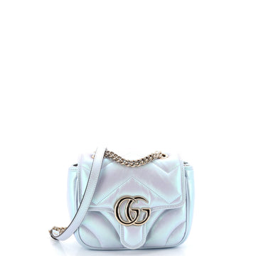 Gucci GG Marmont Square Flap Bag Chevron Iridescent Leather Mini