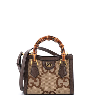 Gucci Diana NM Bamboo Handle Tote Jumbo GG Canvas Mini