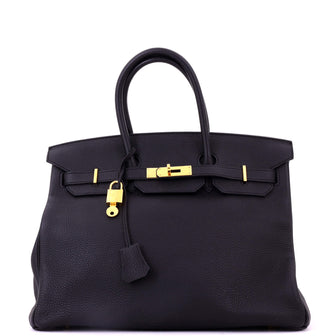 Hermes Birkin Handbag Black Togo with Gold Hardware 35