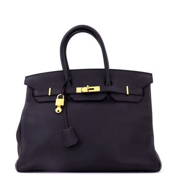 Hermes Birkin Handbag Black Togo with Gold Hardware 35