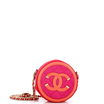 Chanel Filigree Round Clutch with Chain Quilted Jersey with Lambskin Mini