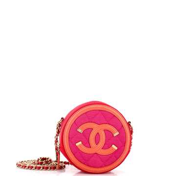 Chanel Filigree Round Clutch with Chain Quilted Jersey with Lambskin Mini