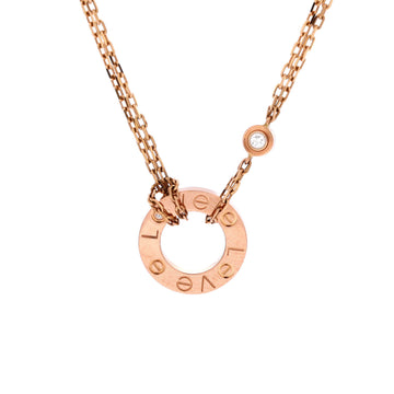 Cartier 2 Diamonds Love Pendant Necklace 18K Rose Gold and Diamonds