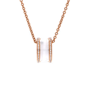 Bvlgari B.Zero1 Pendant Necklace 18K Rose Gold and Ceramic with Diamonds