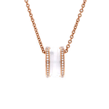 Bvlgari B.Zero1 Pendant Necklace 18K Rose Gold and Ceramic with Diamonds