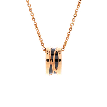 Bvlgari B.Zero1 Design Legend Zaha Hadid Pendant Necklace 18K Rose Gold with Ceramic
