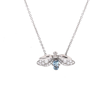 Tiffany & Co. Paper Flowers Firefly Pendant Necklace Platinum with Diamonds and Aquamarine Small